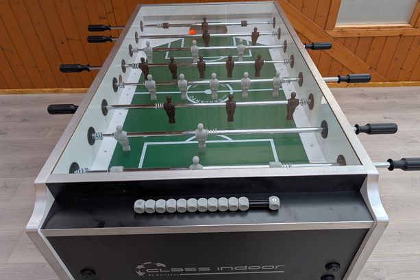 Table football in the games room at Kuddel Muddel Land