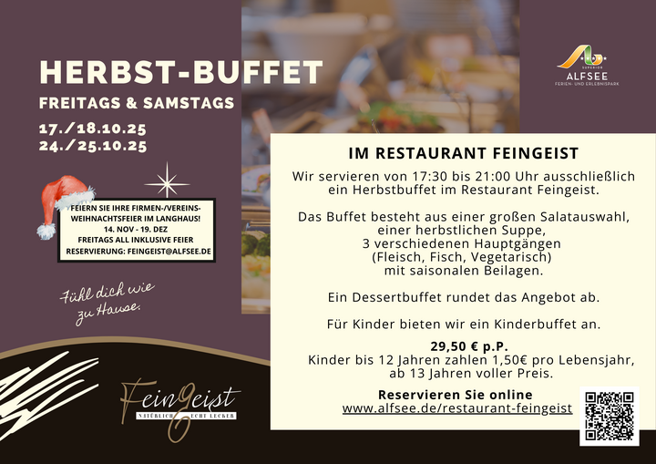 Feingeist Buffet 17./18. und 24./25. Oktober 2025