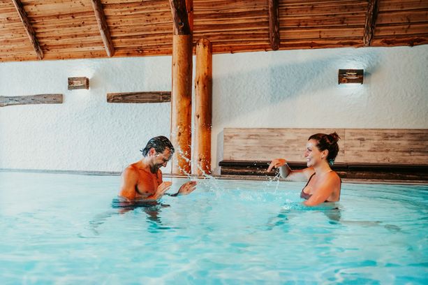 Two people in the swimming pool