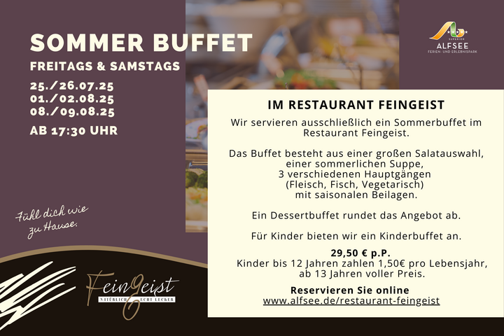 Sommerbuffet den 25. juli. &amp; 01./02.08. &amp; 08./9.08.2025