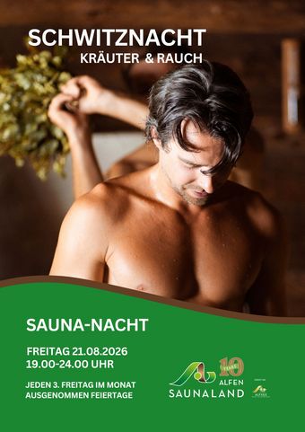 Saunanacht jeden 3. Freitag im Monat von 19-24 Uhr